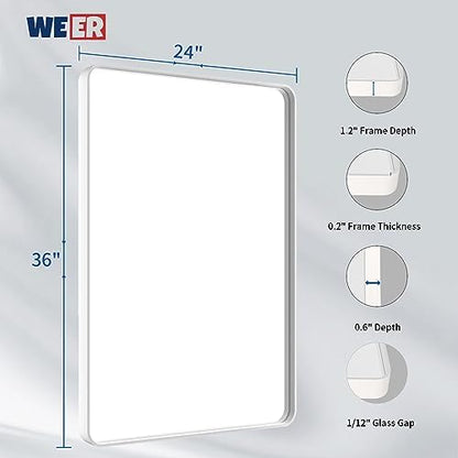 WEER White Bathroom Vanity Mirror 24x36 Inch