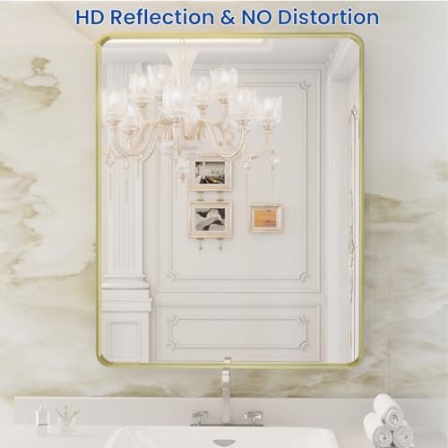 WEER Gold Bathroom Vanity Mirror 28X36 Inch