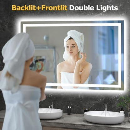Hivone 60"X40" LED Bathroom Mirror with Lights, UL Listed