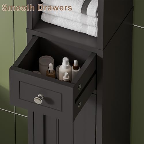 ChooChoo Narrow Bathroom Storage Cabinet with Adjustable Shelves and Drawer