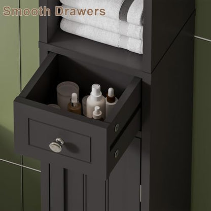 ChooChoo Narrow Bathroom Storage Cabinet with Adjustable Shelves and Drawer