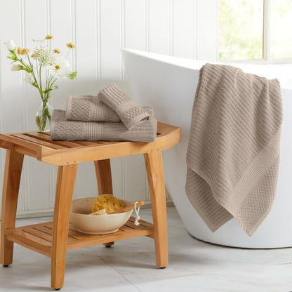 Springtree Home 100% Cotton Bath Towel Set | 4-Pack | Textured | Brown
