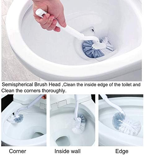 Marbarsse Bathroom Toilet Bowl Brush and Holder, Curved Design Toilet Brush for Deep Cleaning Under Rim, Best Toilet Brush Set, Easy Handy CompactToilet BowlCleaner Brush for Bathroom, 1 Pack