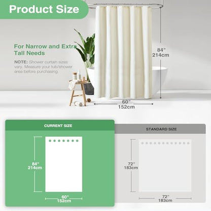 Dynamene Stall Waffle Shower Curtain 256 GSM Heavy Fabric 60x84 Cream/Ivory