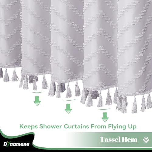 Dynamene Extra Long Boho Shower Curtain Tufted Chevron 72"x84" Laverder