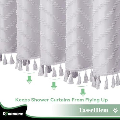 Dynamene Extra Long Boho Shower Curtain Tufted Chevron 72"x84" Laverder