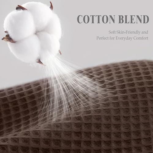 Waffle Weave Shower Curtain Heavyweight Cotton Fabric Brown 72Wx72L