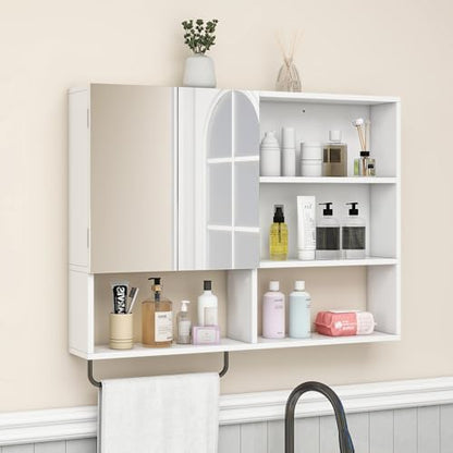 Bathroom Wall Cabinet, Medicine Cabinet with Mirror, White
