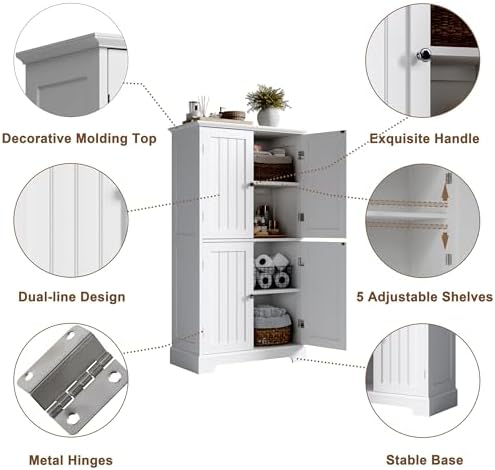 ChooChoo Bathroom Floor Cabinet with Adjustable Shelves