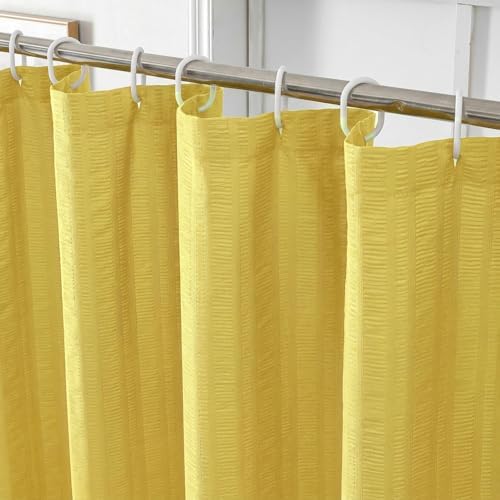 Aiyufeng Moga Lemon Yellow Shower Curtain - 3D Embossed Cloth Shower Curtain for Bathroom, Hotel Luxury Yellow Bathroom Curtains, Machine Washable, Standard Size 72Wx78H