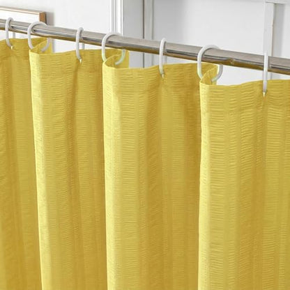 Aiyufeng Moga Lemon Yellow Shower Curtain - 3D Embossed Cloth Shower Curtain for Bathroom, Hotel Luxury Yellow Bathroom Curtains, Machine Washable, Standard Size 72Wx78H