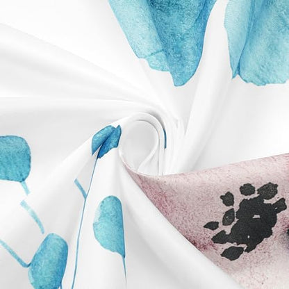 Gibelle Light Blue Beige Watercolor Floral Fabric Shower Curtain, 72x72
