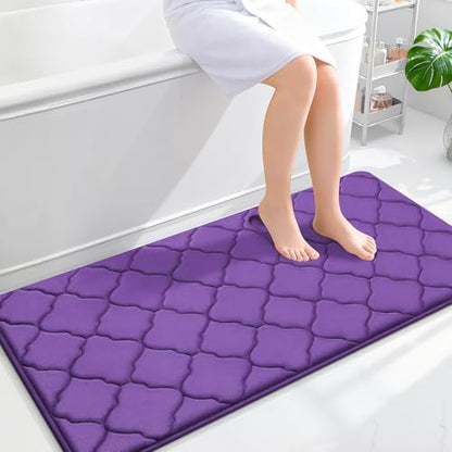 OLANLY Memory Foam Bath Mat Rug 47x24, Ultra Soft Bathroom Rugs, Purple