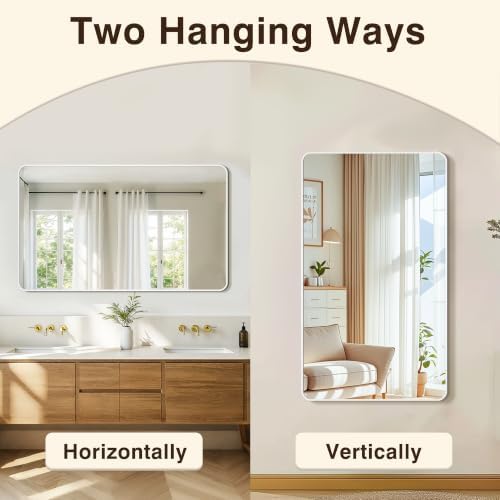 Vanity Bathroom Mirror, 50”x30” Silver Bathroom Mirror for Over Sink