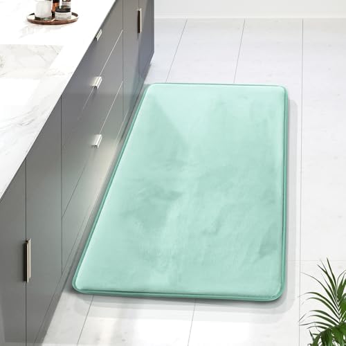 Clara Clark Bathroom Rugs, Velvet Memory Foam Bath Mat, Non-Slip Bath Rugs, Machine Wash, Dries Quickly, Ultra Soft Plush Bath Mats for Bathroom, 24 x 36, Light Blue