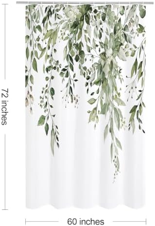 Gibelle Olive Green Eucalyptus Shower Curtain, Floral Print, 60x72