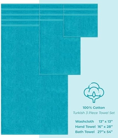 American Soft Linen 100% Cotton Luxury Turkish Towels, 3 Piece Towel Set