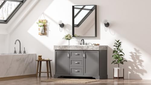 Keonjinn 24x30 Inch Matte Black Bathroom Mirror for Over Sink, Rectangular