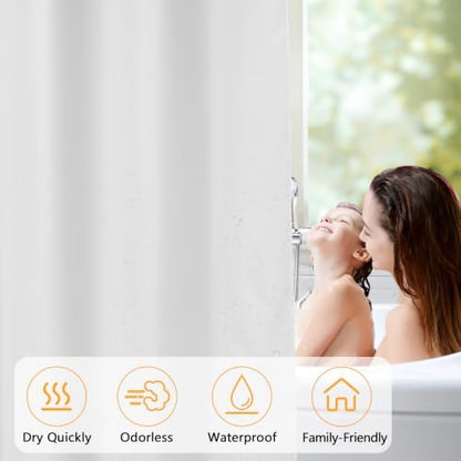 Seenus Waterproof Fabric Small Shower Curtain with 3 Weighted Magnets, 60 x 60 inch White Cloth Shower Liner Washable for Walk in Tub, RV Shower Curtains for Camper