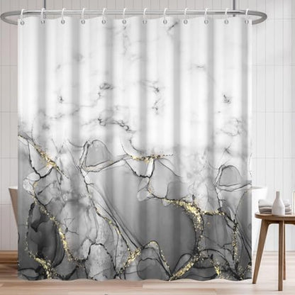 Gray Marble Waterproof Bathroom Shower Curtain 72x72 inches