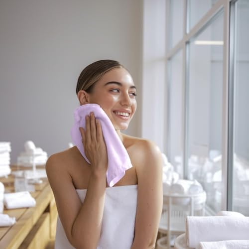 Towel and Linen Mart 100% Cotton - Wash Cloth Set - Flannel Face Cloths, Highly Absorbent and Soft Feel Fingertip Towels (Lavender, Pack of 12)
