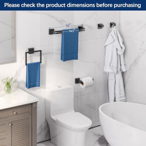 Gypie Bathroom Hardware Accessories Set, 5-Piece 16In Black Wall Mounted