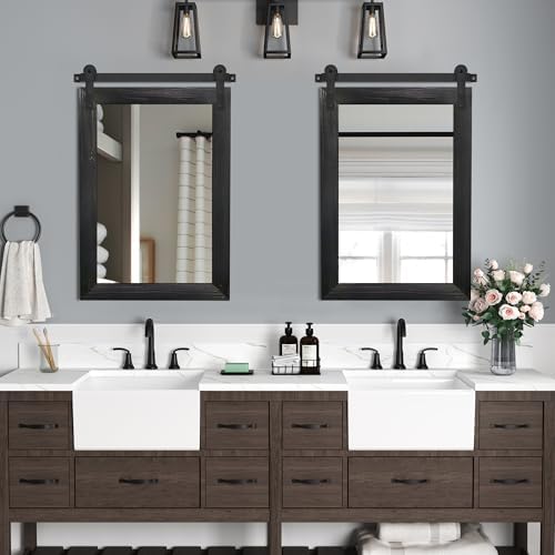 COGOOD Farmhouse Bathroom Mirrors for Over Sink - 38 x 25 Black