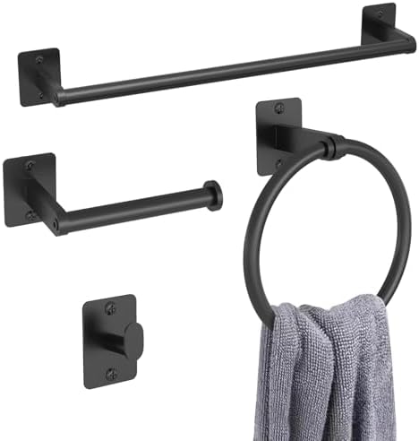KLJKPA Black Bathroom Accessories Set, 4-Piece Bathroom Hardware Set