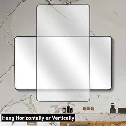 DESBING 36" x 48"Bathroom Mirror, Matte Black Wall Mirror with Metal Frame, Decorative Rectangular Vanity Mirror for Bedroom Bathroom Living Room Entryway (Horizontal/Vertical)
