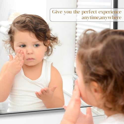 Fun Memories Black Bathroom Mirror 16x20 Inch Bathroom Vanity, Metal Black Frame Large Mirror, Modern Wall Mirror for Bathroom, Tempered Glass, Farmhouse, Horizontally or Vertically