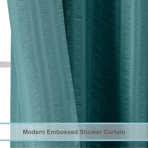Aiyufeng Turquoise Shower Curtain for Bathroom, Embossed Textured Fabric Shower Curtain for Bathroom - Soft Cloth & Hotel Spa, Machine Washable, 72X84, Turquoise
