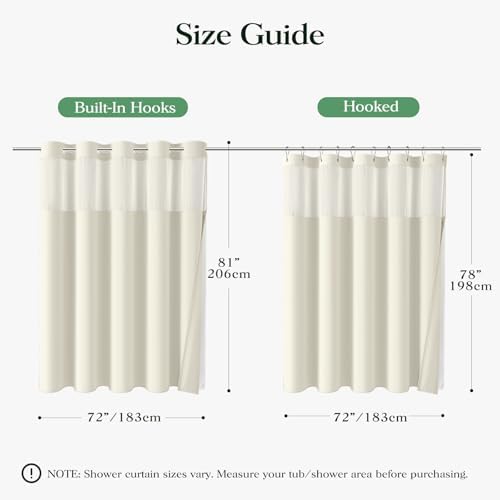 Dynamene Cream Hook Free Waffle Shower Curtain & Snap-in Fabric Liner,72x81