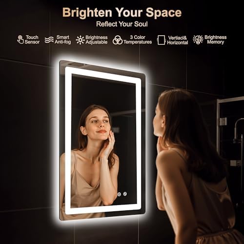 Delma 30x20 LED Bathroom Vanity Mirror with Lights, Anti-Fog, Dimmable