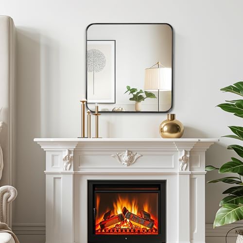 Black Bathroom Vanity Mirror Over Sink 30x30, Small Wall Square Mirror