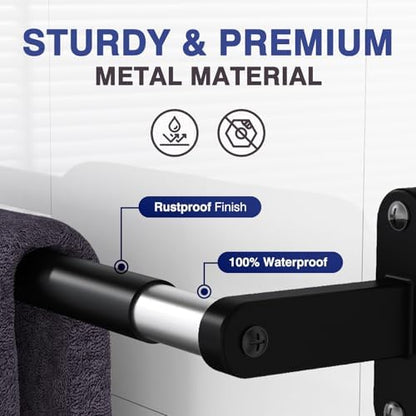 Powools Matte Black 28" Towel Rack, Rustproof Wall Mounted Towel Bar