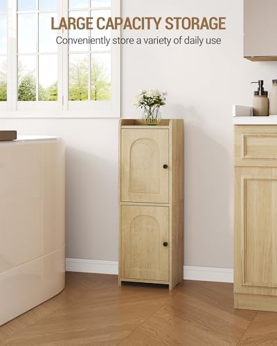 Hzuaneri Bathroom Storage Cabinet, Small Corner Floor Cabinet with 2 Doors