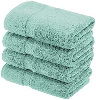 SUPERIOR Egyptian Cotton Plush & Absorbent, Hand Towel Set of 4, Sea Foam