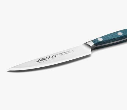 Arcos Forged Vegetable Knife Stainless Steel 5 Inch. Ergonomic Polyoxymethylene POM Handle & Special Silk Silver Blade 130 mm. Series Manhattan. Black Color.