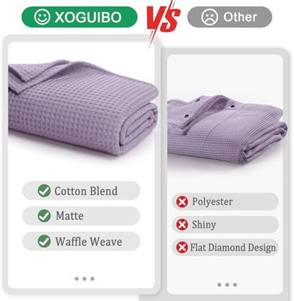 Waffle Weave Shower Curtain Heavyweight Cotton Fabric Lavender 72Wx72L
