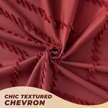 Burgundy Boho Fabric Shower Curtain 72 x 72 Inches