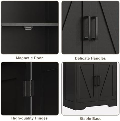 Treocho Farmhouse Bathroom Floor Cabinet with Adjustable Shelves