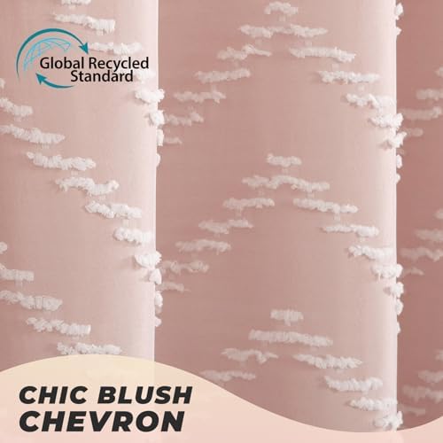 Blush Pink Boho Fabric Shower Curtain 72 x 72 Inches