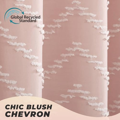 Blush Pink Boho Fabric Shower Curtain 72 x 72 Inches