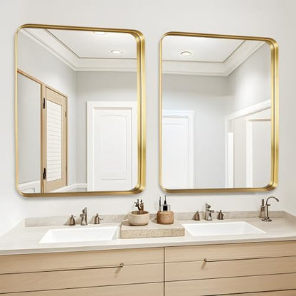 Gold Bathroom Vanity Mirror Over Sink 30x36, Large Wall Rectangle Mirror