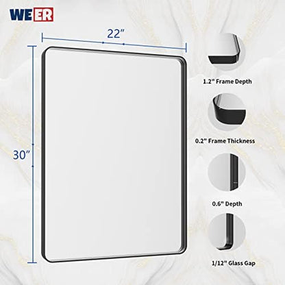 WEER Black Bathroom Vanity Mirror 22X30 Inch