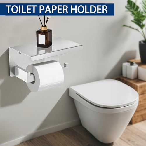 5 Pieces Bathroom Hardware Accessories Set Brushed Nickel, 16Inch Square Towel Racks Set for Bathroom, SUS304 Stainless Steel Towel Bar Set,Toilet Paper Holder with Shelf Wall Mounted