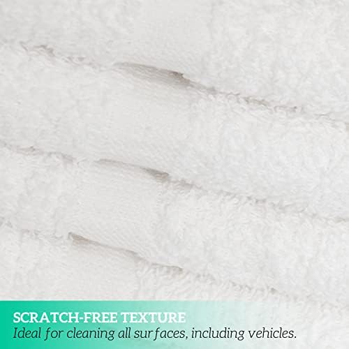 GREEN LIFESTYLE Washcloths 12" x 12" 50 Pack - 100% Cotton Wash Cloths, Bulk Washcloths, Face Towels Cotton, Soft Absorbent Bath Washcloths for Body, Face and Bathroom Use (White)