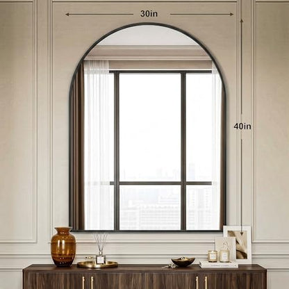 AMOISE Arched Bathroom Mirror for wall, 40"x30" Vanity Mirror, Black