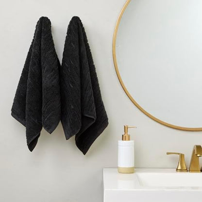 SKL Home CloudSoft Hand Towel Set, 2-Piece, 100% Cotton Luxury, Slate