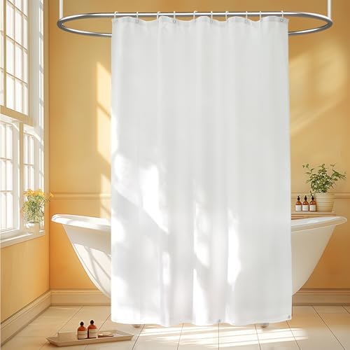 Seenus 60 x 72 inch Waterproof Fabric Shower Curtain Liner with 3 Large Magnets, 60'' Width Washable Cloth Shower Liner, Bathroom Lighweight Shower Stall Curtain White